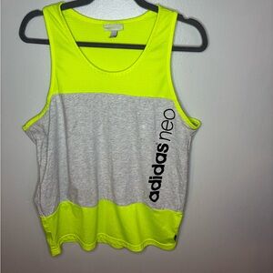 adidas Women's Gray and Yellow Tank Top